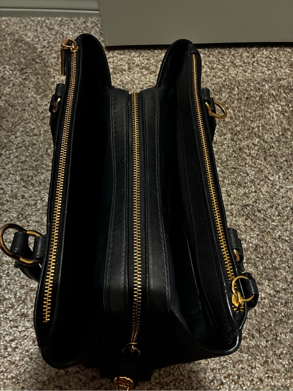 Coach Brooklyn Carryall 28 Black Pebbled Leather Purse Gold Hardware - NO STRAP - Picture 7 of 16